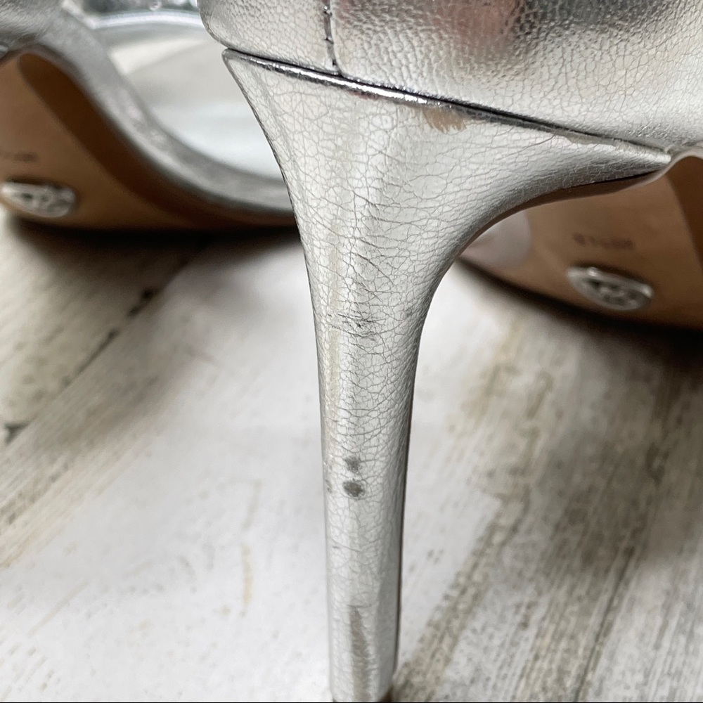 MICHAEL Michael Kors open toe sandal heels with silver sequin bow - 6.5M - Picture 7 of 9